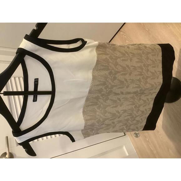 Karen Millen Sleeveless Shift Dress Tan Black Rafia  6 - Picture 2 of 5